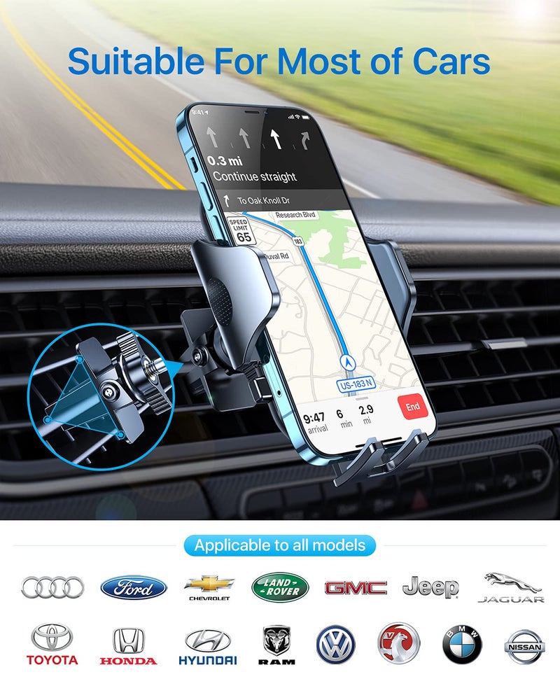 andobil 2026 Upgraded Car Phone Holder Mount for Vent, Military Sturdy Metal Clip Air Vent Phone Holder for Your Car Easy Used Cell Phone Car Mount for iPhone 17 Pro Max 15 14 13 Samsung S25 S24 - Image 5